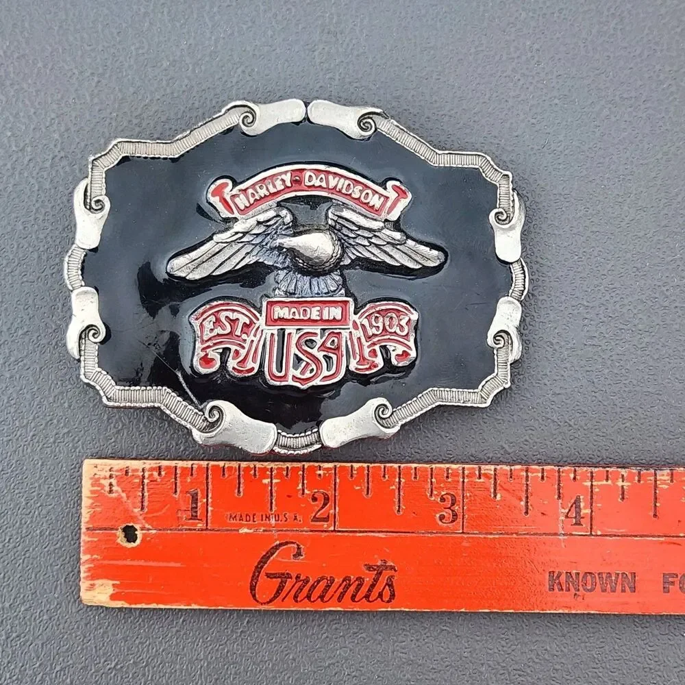 Harley-Davidson Made In USA Flying Eagle Red/Black Enamel 901 Belt Buckle Heavy